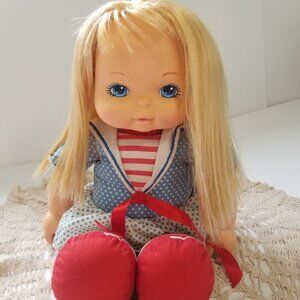 Vintage Doll Playskool School Kids Girl Doll Blonde Hair Sailor Outfit 13 1/2"